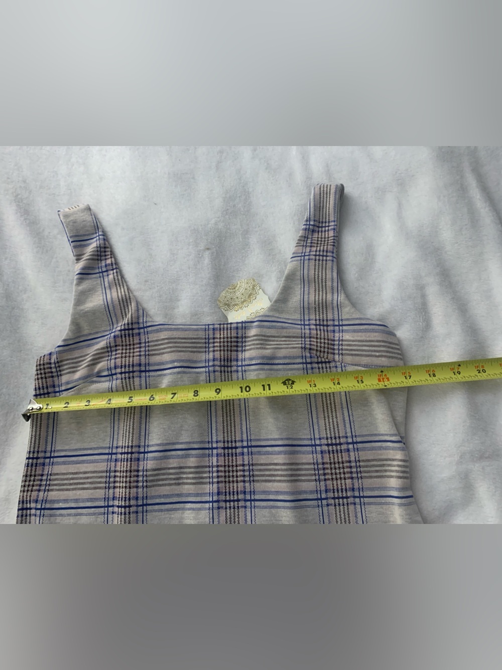 Altar’d State NWT Plaid Square-Neck Pinafore Dress in Light Gray, Blue & Pink L - Picture 11 of 16